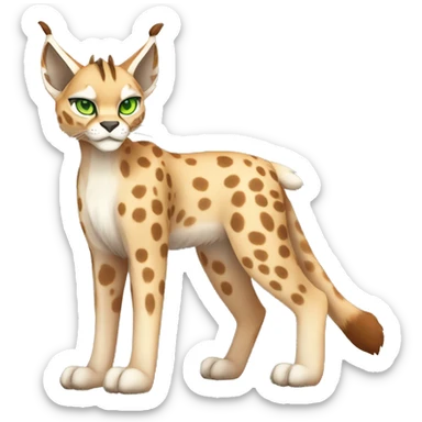 spotted Lynx-Caracal-Fakemon-hybrid with orange points, green eyes, and brown toes full body sticker