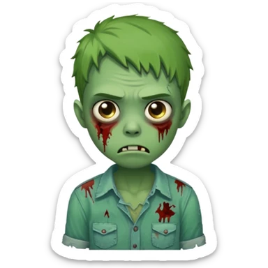 a super cute zombie green with shirt, look sad but not danger

 sticker