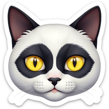 black cat wit yellow eyes and white cat with blue eye sticker