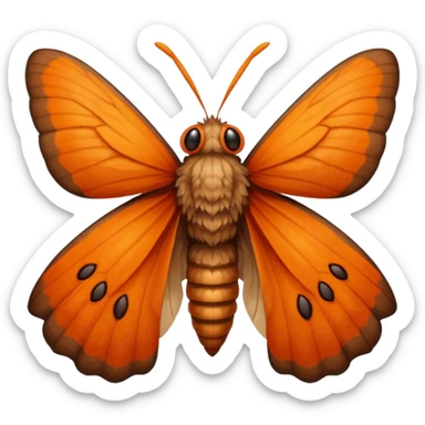 a moth head with orange antennas, slightly brown head sticker