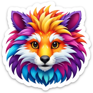 a colorful edgy vernid-fionbri-animal-creature with splash patterns sticker