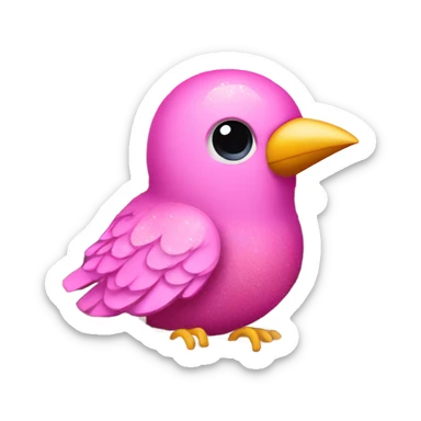 Pink sparkly bird sitting in birds nest  sticker