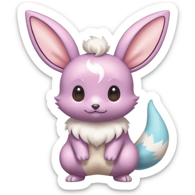 Kawaii Shiny Colorful Pastel Minccino-Cinccino-Eevee-fusion Full Body sticker