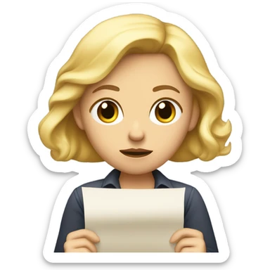 blondie woman with doubts reading a paper in their hands sticker