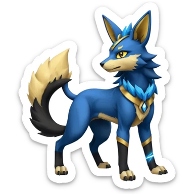 Lucario-Anubis-Umbreon-Zeraora-Jolteon-Fakémon-hybrid-creature (full body)  sticker