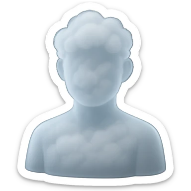 A person from the shoulders up, entirely composed of fluffy white clouds sticker