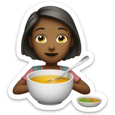 Girl eating soup sticker