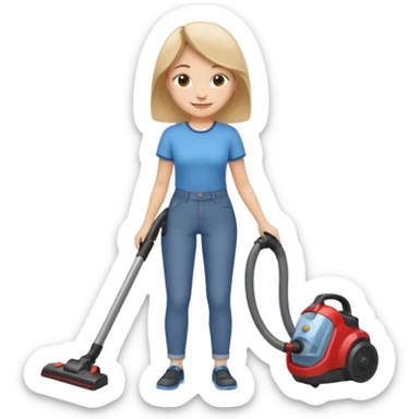 smiling girl vacuuming sticker