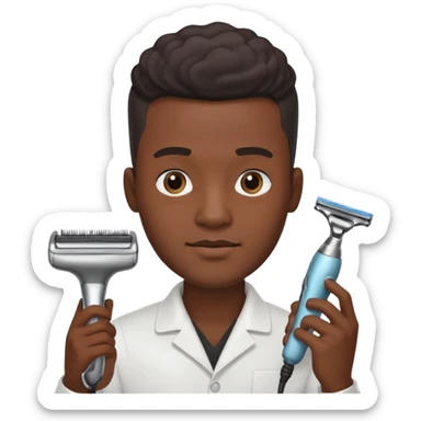 black hairdresser man with shaving machine sticker