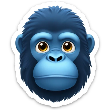 Create an emoji of a cute stuffed gorilla that has dark blue fur and light blue skin. Super cute and very very chubby  sticker