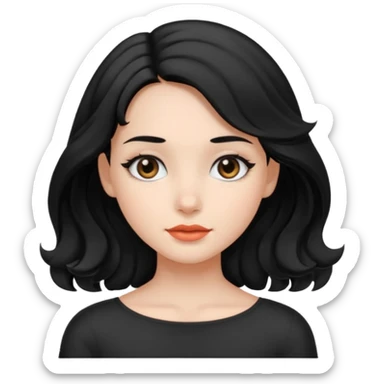 chica con pelo  negro liso y hasta los hombros  ondulada y ojos negros sticker