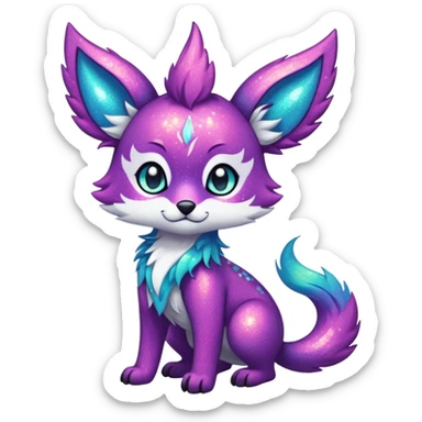 Cool cute Kawaii edgy fantasy animal sparkle fursona Fionbri creature by griffsnuff & LiLaiRa & Falvie full body sticker
