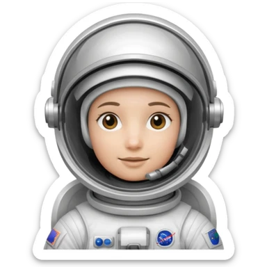 Astronaut in white EVA suit with silver visor helmet sticker