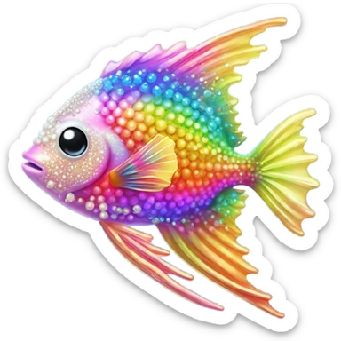 Lisa frank sparkly rainbow angel fish with pearls sticker