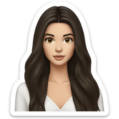 brunette Kendall Jenner with long hair with iPad sticker