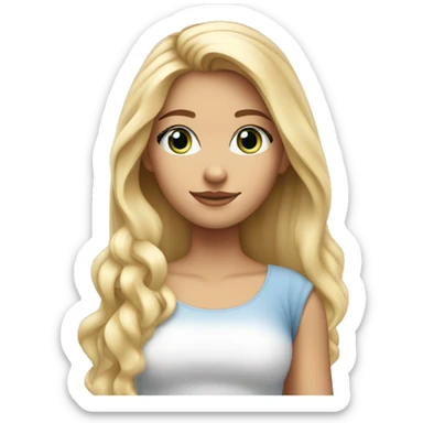 Pretty blue eyed girl with tanned skin long blonde hair cute top sticker