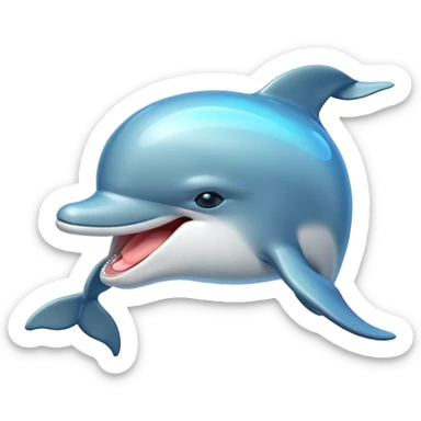 Cinematic Cute Yawning Bottlenose Dolphin Portrait Emoji, Head tilted slightly with a dramatic, wide-open yawn, showcasing a sleek, shiny glossy body with softly curved fins and drowsy, half-closed eyes, Simplified yet irresistibly adorable features, highly detailed, glowing with a soft, cozy aquatic glow, high shine, relaxed yet expressive, stylized with a hint of whimsical marine ease, soft glowing outline, capturing the essence of a drowsy yet affectionate dolphin that appears ready to stretch out and yawn its way out of the screen! sticker