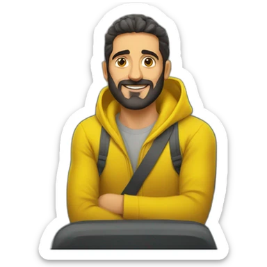 Armenian men in yellow clothing in the bus sticker