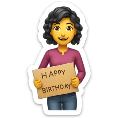 Person holding a sign that has “Happy Birthday Priya” sticker