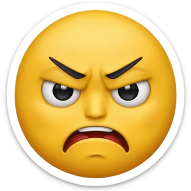 mad yellow emoji face, frowning, angry, simple sticker