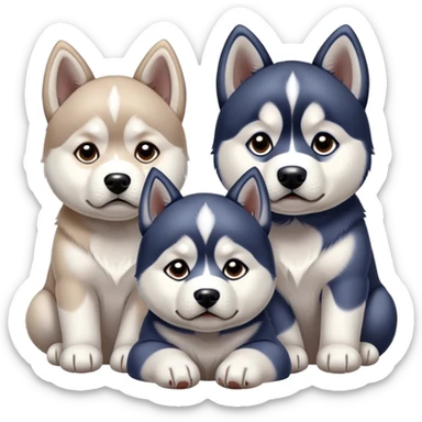 very sad three puppies 
huskies look pitifully sticker