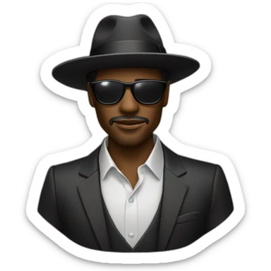 Beaded black man wearing a wide brim fedora and suit with cool glasses sticker