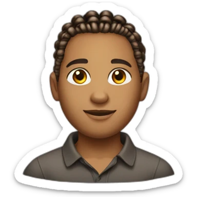 Kris pande handsome brown boy with box braids tied into a ponytail and a polo shirt sticker