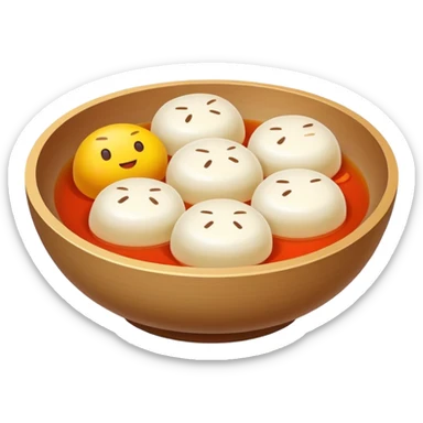 Suzhou sweet glutinous rice balls with filling, simplified emoji style with bold outlines and bright colors, cartoon style Chinese tangyuan dessert sticker
