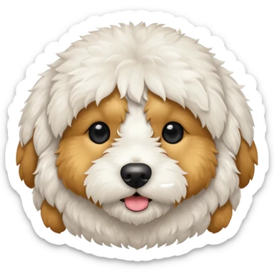 Can you make me an emoji of a very white mini goldendoodle that looks at more poodle with black eyes and a round face? sticker