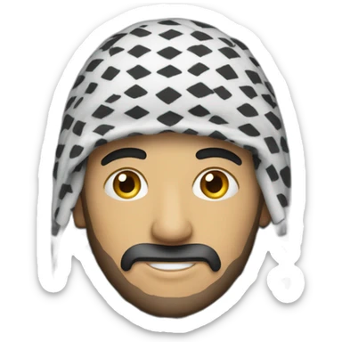 A man wearing a keffiyeh sticker