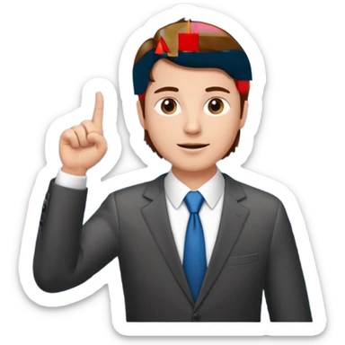 mach mir einen Trader der an der Börse arbeitet der so mit dem Finger nach oben zeigt. Mit braunen haaren sticker