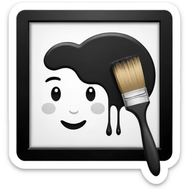 Visualize on-brand content — instantly. black white pallete preferred. brush painting on a canvas. app icon. sticker