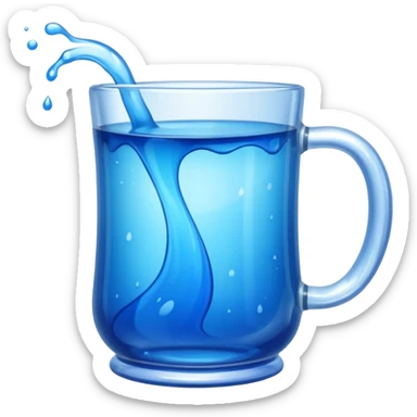 A large clear glass mug with a bright blue liquid inside. sticker