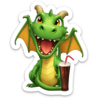 Dragon buvant un coca sticker
