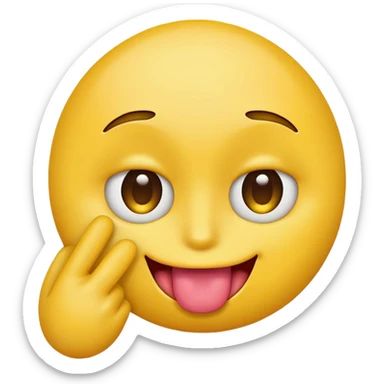 yellow emoji face sticking out tongue, one hand over one eye, mischievous look sticker