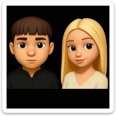 Place these two 3d emoji images on one background as two separate figures with noticeable space between them, without changing the images themselves sticker