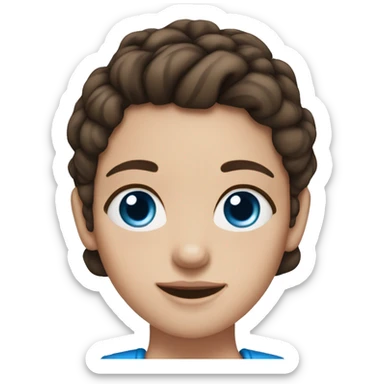 brunette girl with blue eyes, fair skin, light freckles, and three ear piercings sticker