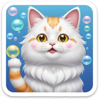 cat blowing bubbles sticker