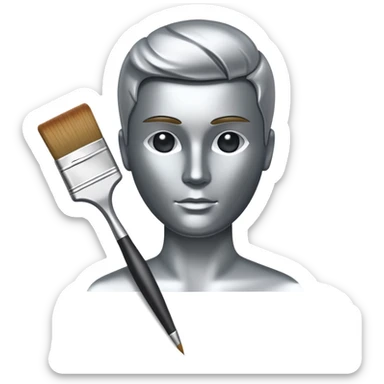 A paintbrush that transforms into a human silhouette, symbol of artistic identity sticker