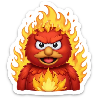 Elmo angry surrounded by fire sticker