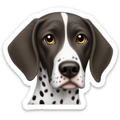 white with black spot german short haired pointer wearing a hoodie sticker