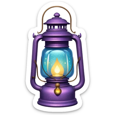 glitter old lantern sticker