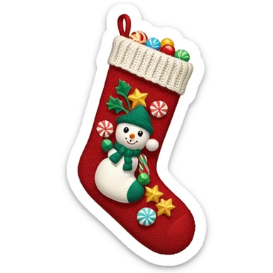 A cozy old-timey Christmas stocking full of vintage toys and candy sticker