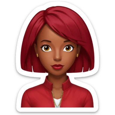 Kelly Rowland from Destiny's Child with dark red hair, red outfit sticker