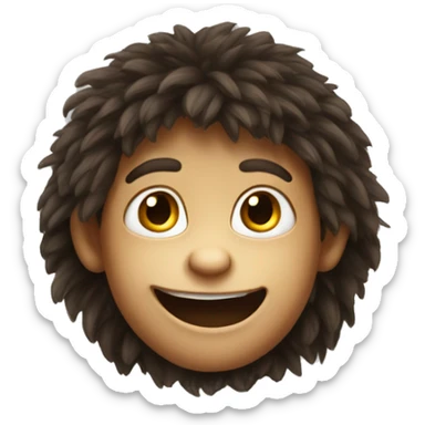 realistic solo portrait of smiling boy. Half monkey of human sticker