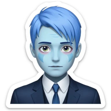ethereal-pastel-transparent-translucent-gorgeous-spectral-dark-greyish-blue-whitish-gloomy-man-with-blue-hair-with-a-beautiful-black-suit sticker