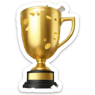 A gaming trophy surrounded by confetti to celebrate successes. sticker