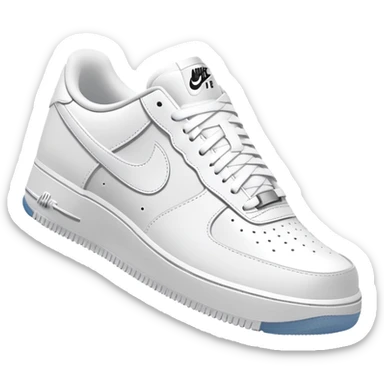 White Nike Air Force 1 sneaker with clean design and Nike swoosh from another angle sticker