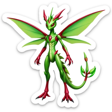  Cool Edgy Shiny Futuristic Ethereal Legendary Scizor-Digimon-Schyther-Flygon-hybrid full body sticker