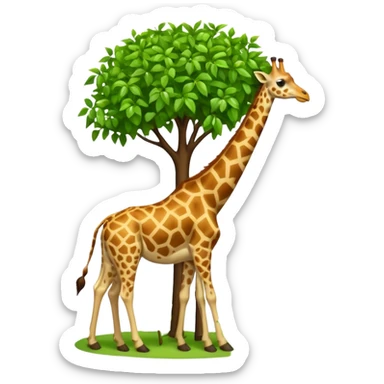 giraffe eating leaves from a tree sticker